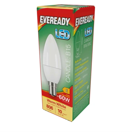 EVEREADY LED CANDLE BULB B15 WARM WHITE 7.3w = 60w