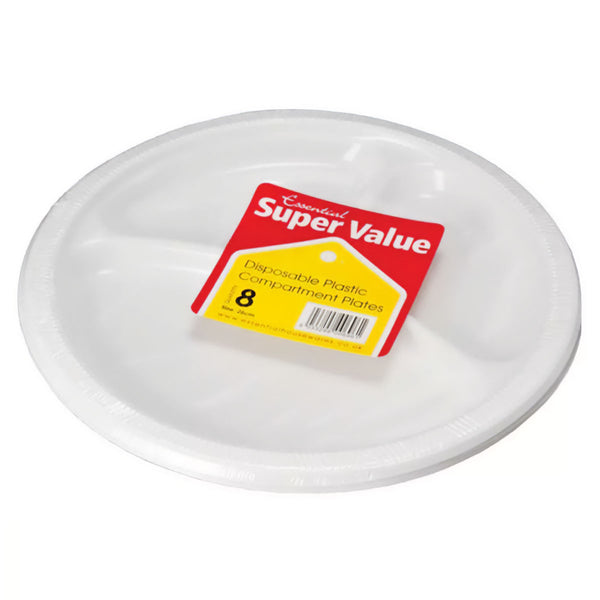 Assiettes Compartimentées en Plastique Économiques Réutilisables Lot de 8