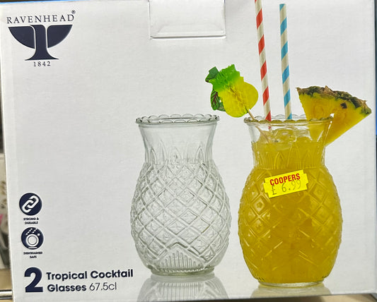 VERRES À COCKTAIL TROPICAUX LOT DE 2
