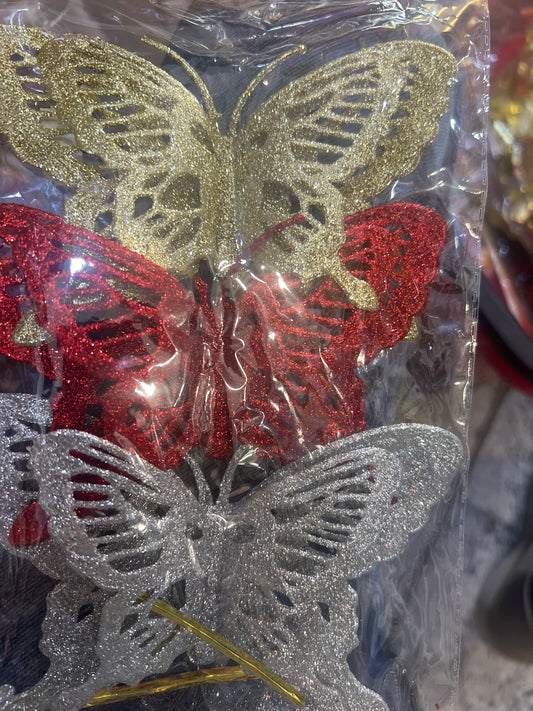 Papillon à paillettes, lot de 3