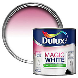 Peinture émulsion Dulux Magic Blanc Pur Mat Soyeux pour Murs et Plafonds, 2,5L