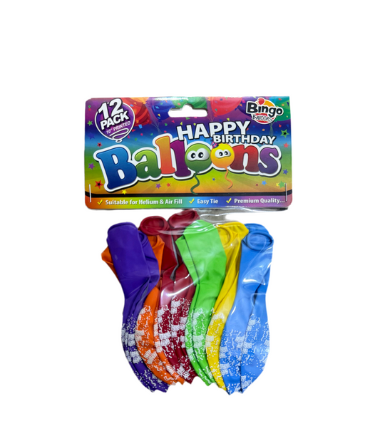 BINGO  HAPPY BIRTHDAY BALLOONS 12pack