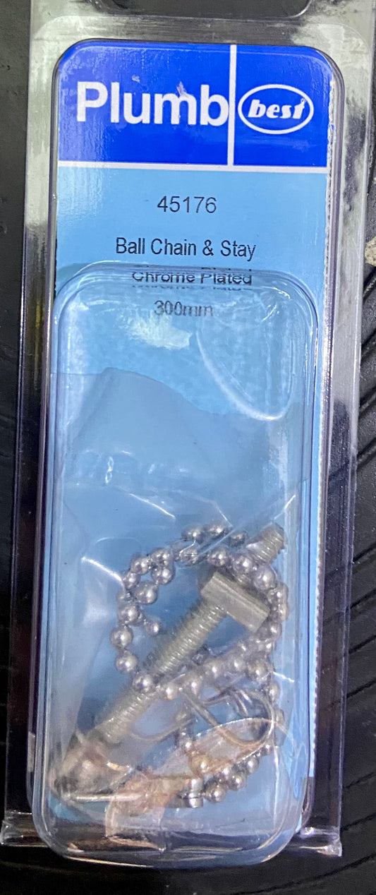 PLUMB BALL CHAIN & STAY CHROME PLATED 300mm