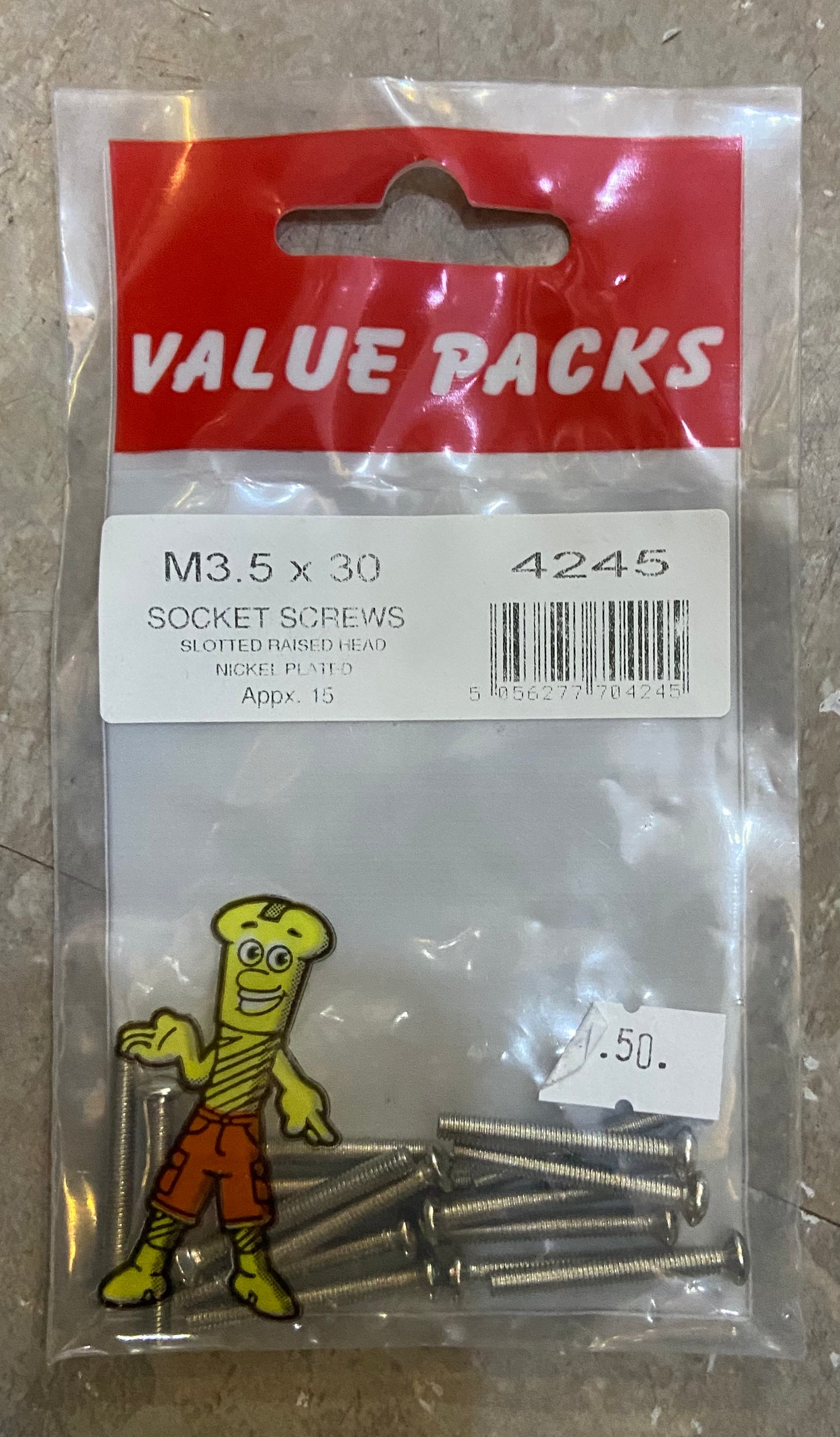 VALUE PACKS M3.5 x 30 SOCKET SCREW SLOTTED RAISED HEAD NICKLE PLATED