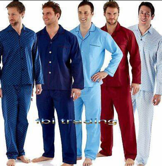 Mens Walter Grange Large Traditional Button Through Pyjamas W/Contrast Piping