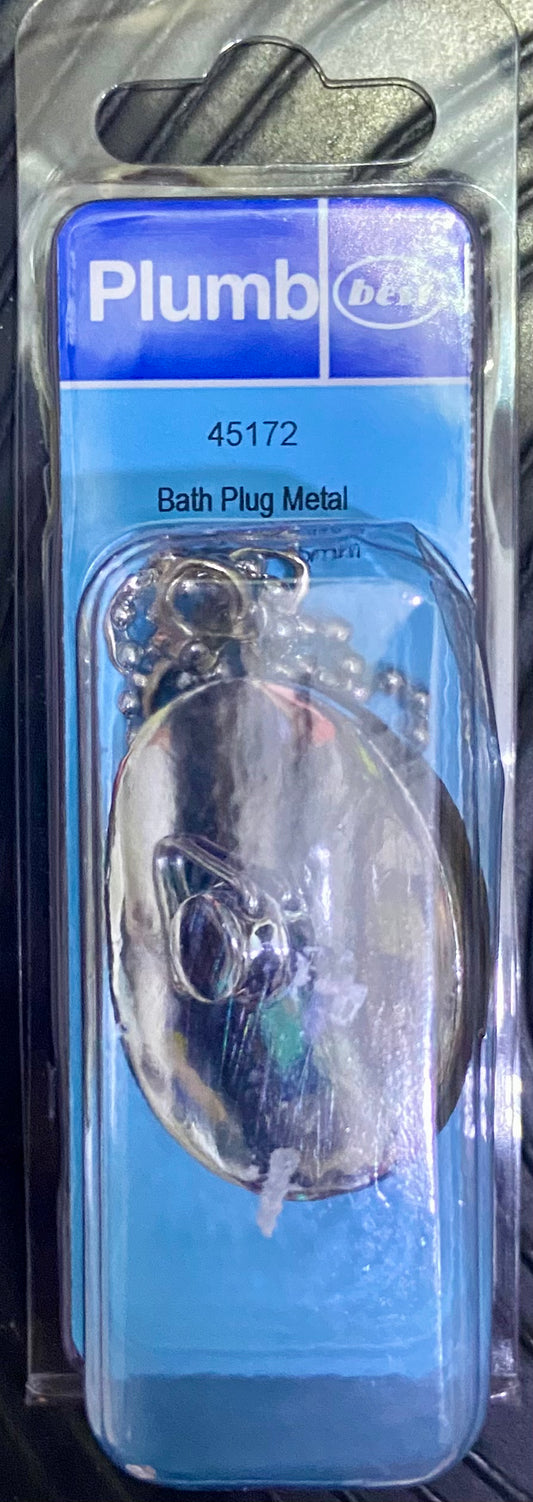 PLUMB BATH PLUG METAL CHROMED 45mm & CHAIN