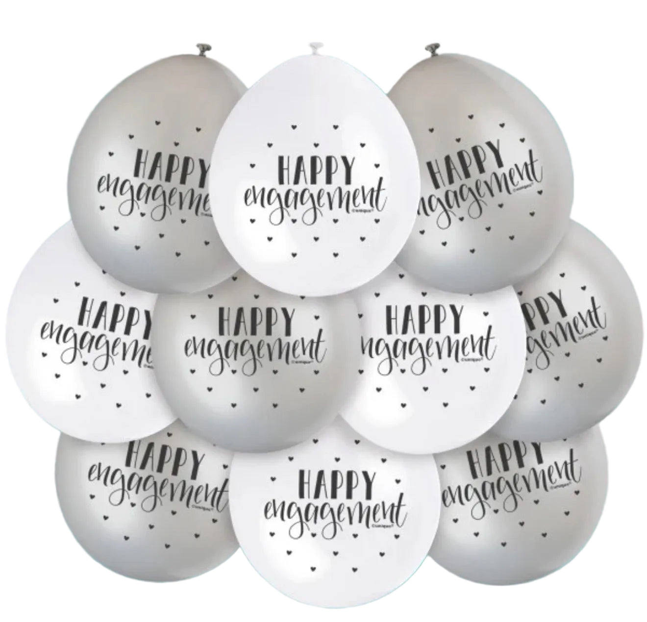 9in UNIQUE HAPPY ENGAGEMENT LATEX BALLOONS 10
