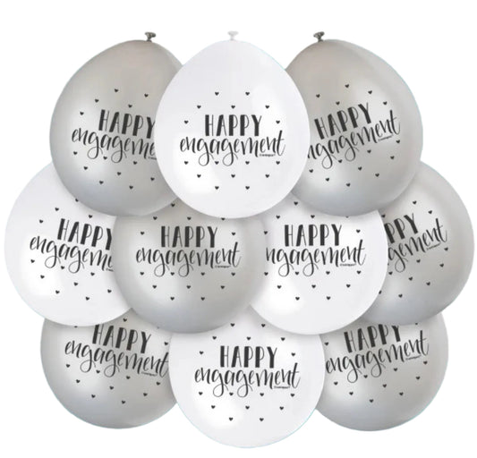 9in UNIQUE HAPPY ENGAGEMENT LATEX BALLOONS 10