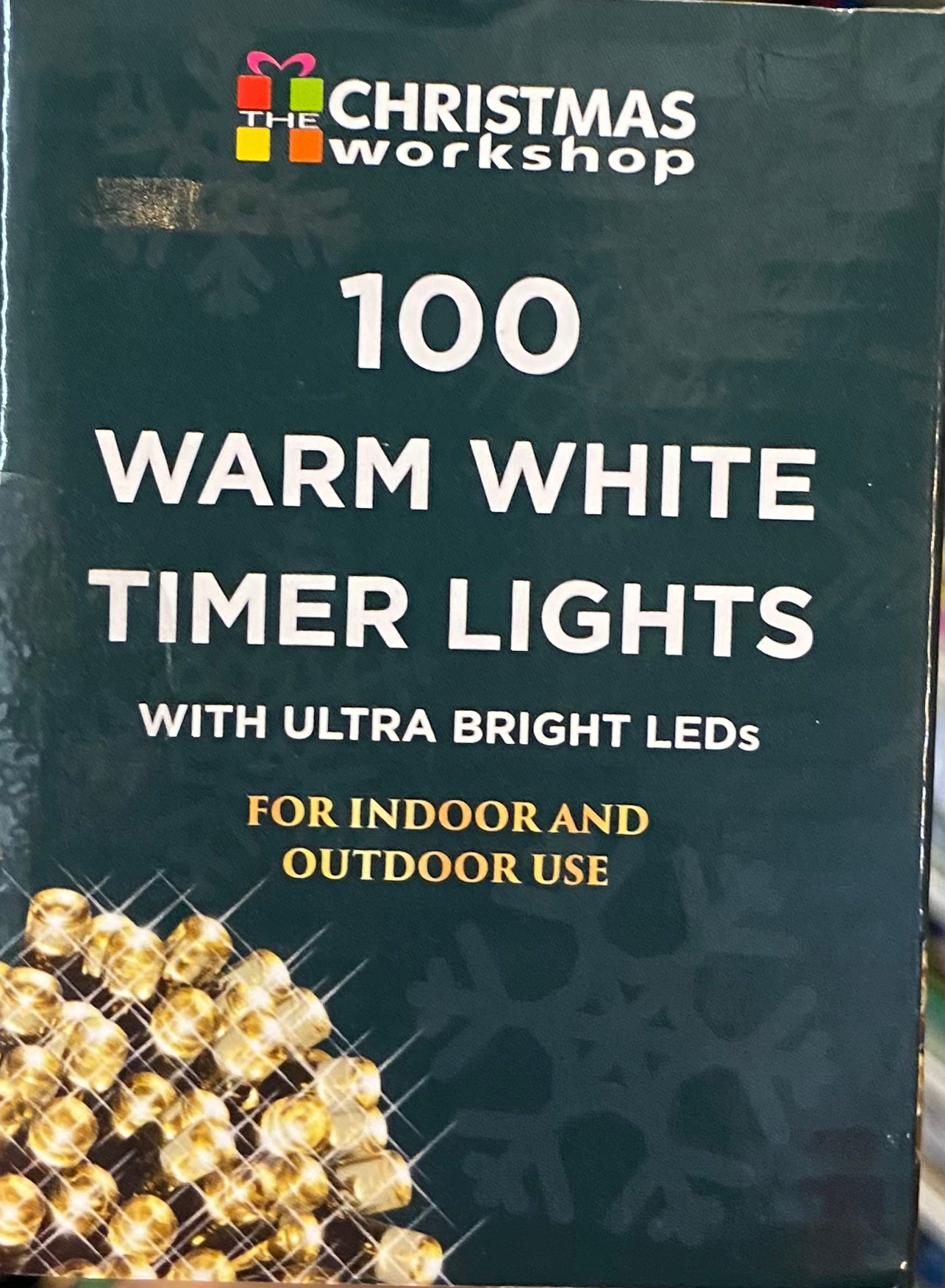 CHRISTMAS WORKSHOP 100 WARM WHITE TIMER LIGHTS WITH ULTRA BRIGHT LEDs