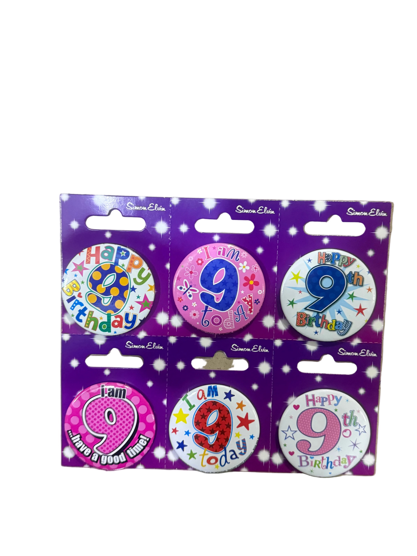 SIMON ELVIN AGE 9 SMALL BADGES ASSORTED DESIGNS