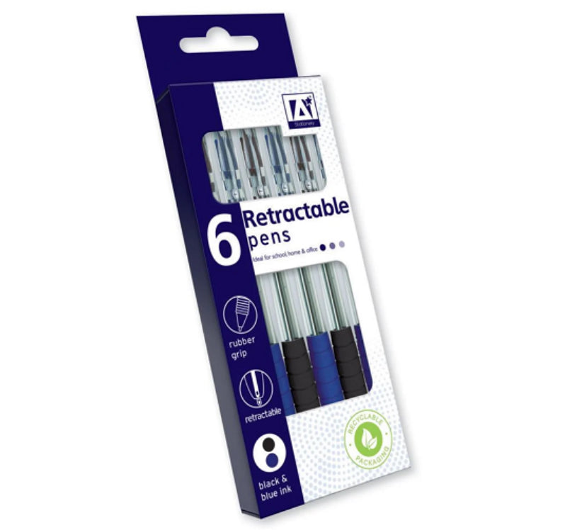 6 RETRACTABLE PENS