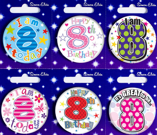 SIMON ELVIN AGE 8 SMALL BADGES ASSORTED DESIGNS