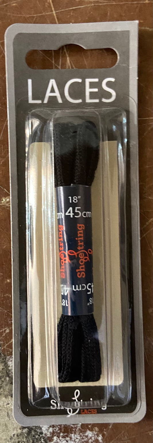 SHOE STRING LACES 45cm BLACK ROUND