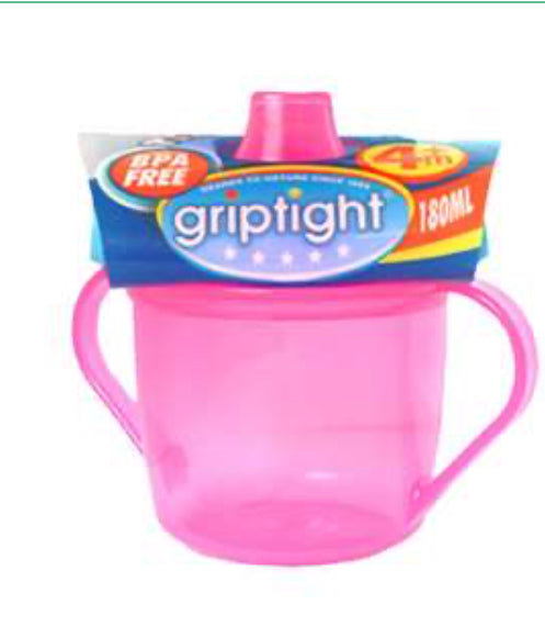Griptight Trainer Cup 4months+ - 180ml pink & blue