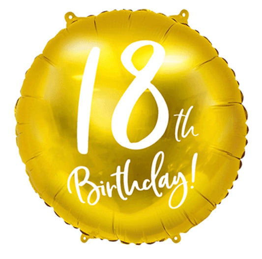 BALLON 18 ANS DORÉ EN ALUMINIUM