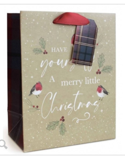 SAC CADEAU NOËL KRAFT TEXTE MOYEN (18 X 23 X 10CM)