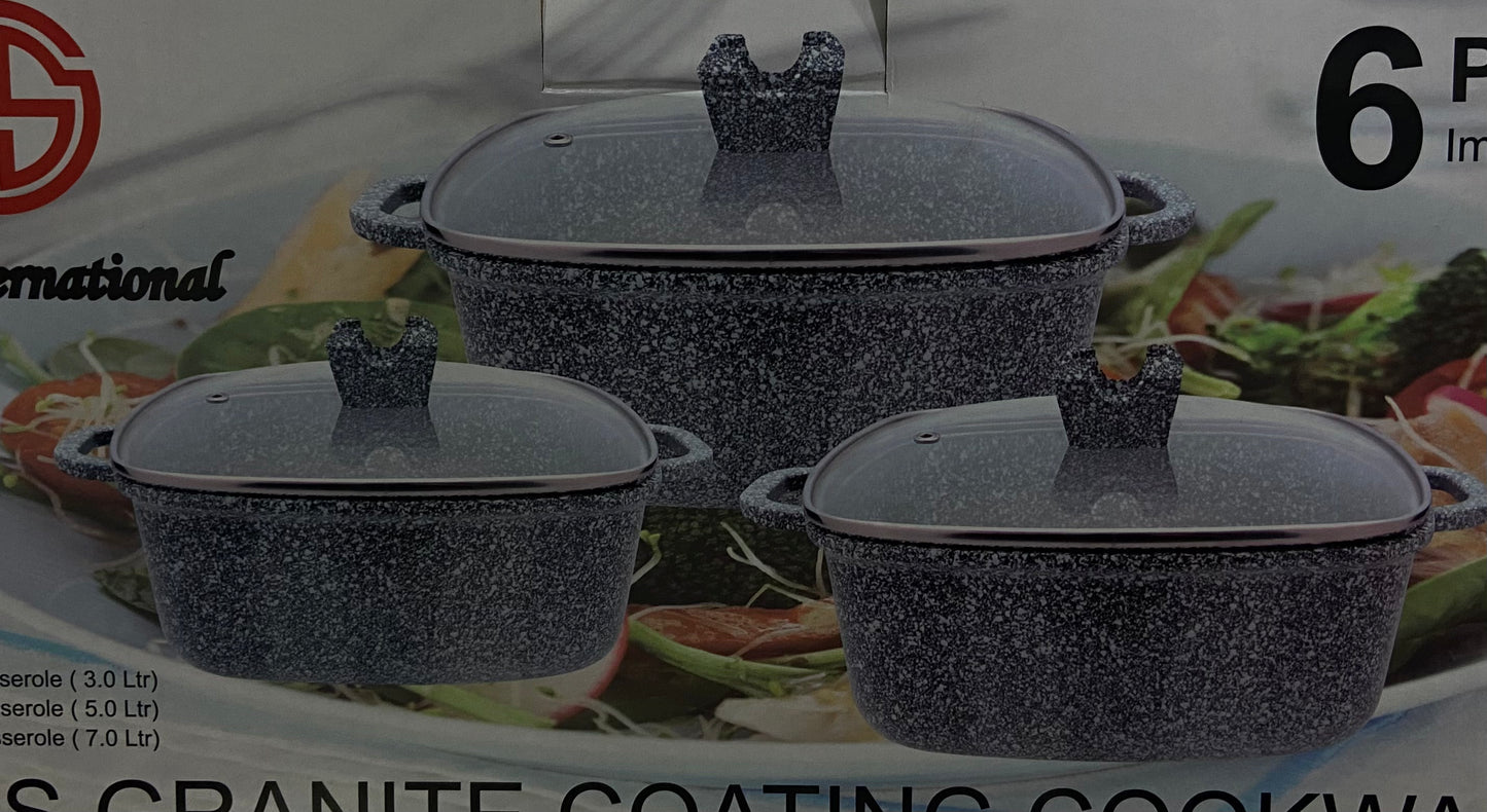 GRANITE COATING COOKWARE 24cm SQUARE CASSEROLE 5L