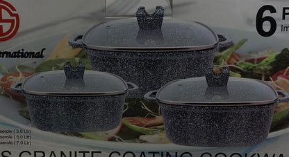 GRANITE COATING COOKWARE 24cm SQUARE CASSEROLE 5L