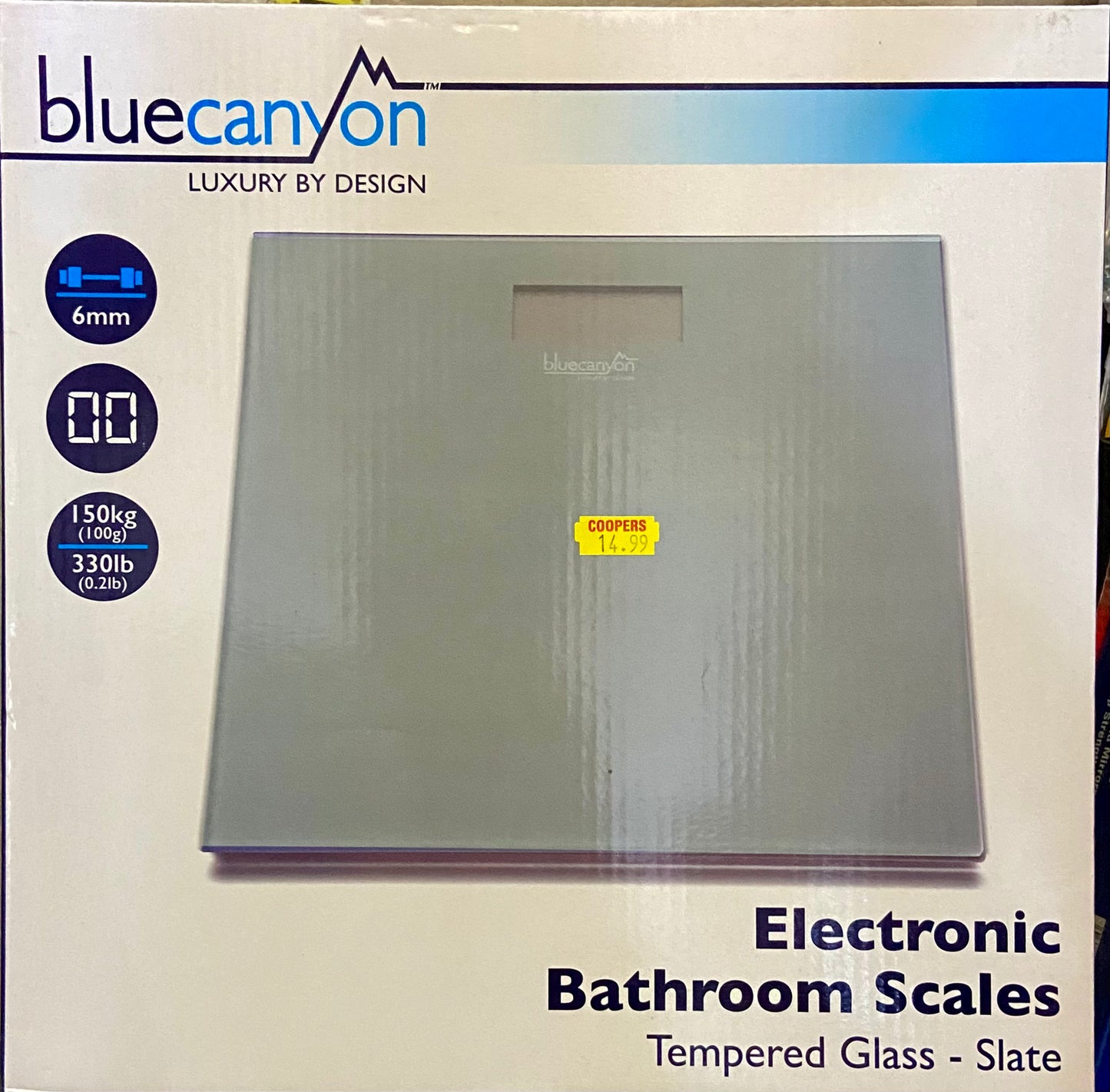 BLUECANYON ELECTRONIC BATHROOM SCALES TEMPERED GLASS SLATE