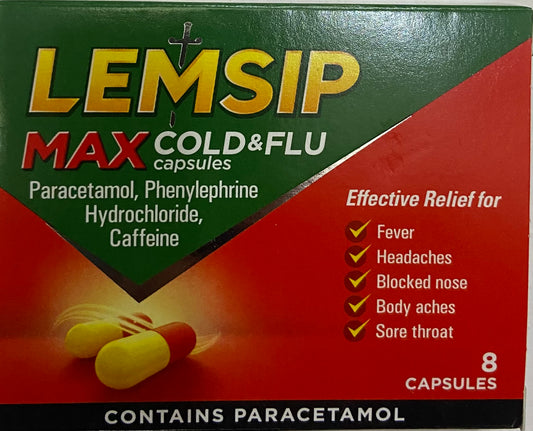 LEMSIP MAX COLD & FLU CAPS 8S