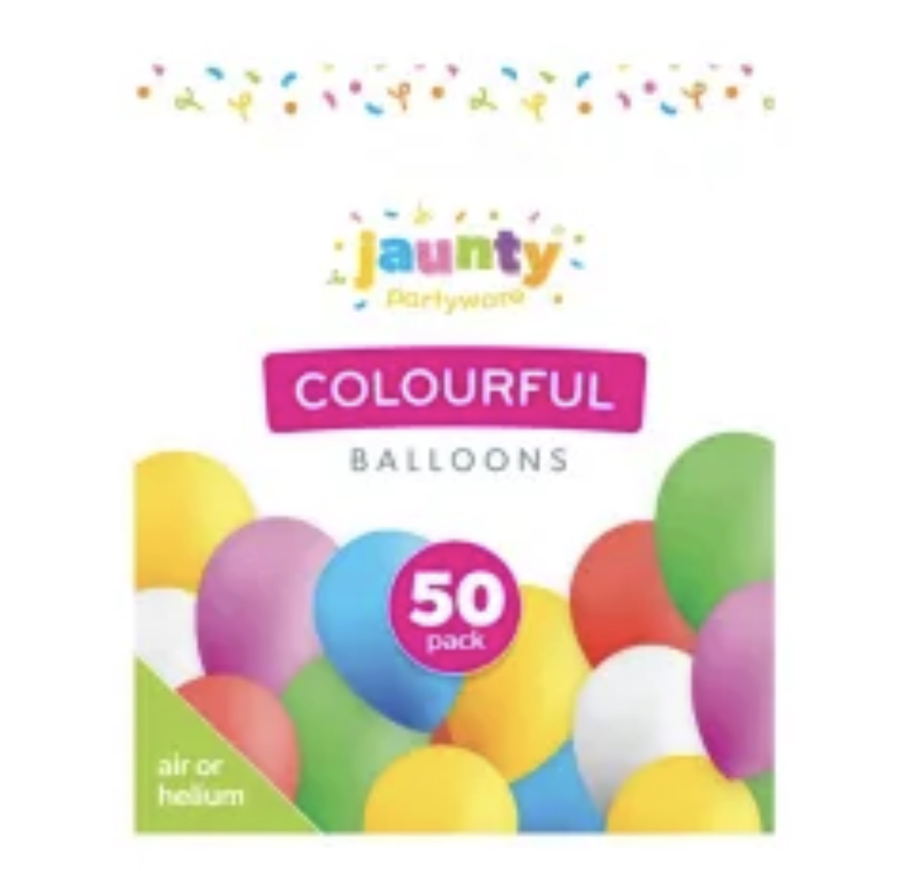 JAUNTY PARTYWARE COLOURFUL BALLOONS 50pack