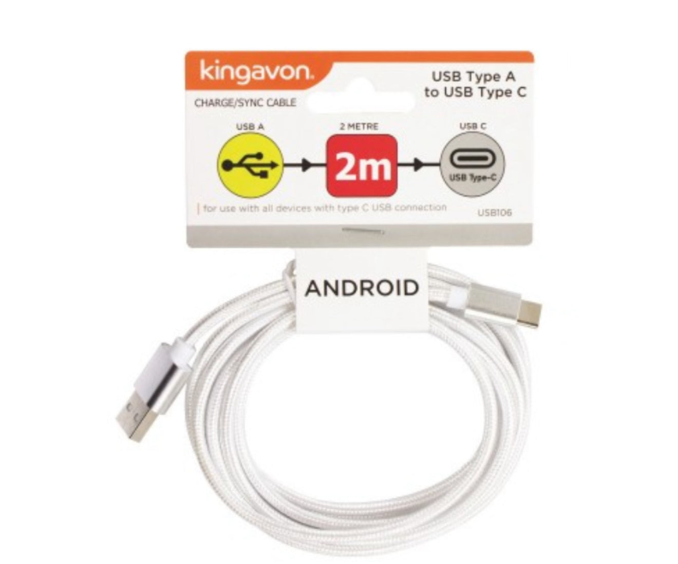 KINGAVON USB TYPE A TO USB TYPE C 2m