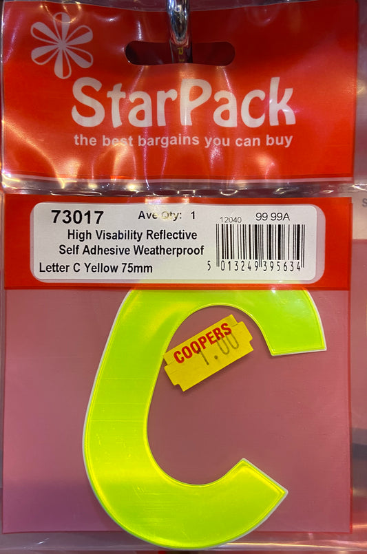 STARPACK SELF ADHESIVE WEATHERPROOF LETTER C YELLOW 75mm