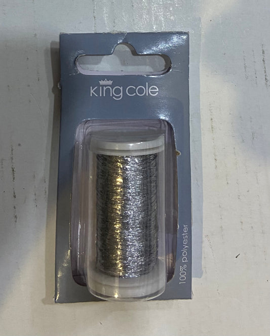 KING COLE METALLIC THREAD 100m SILVER
