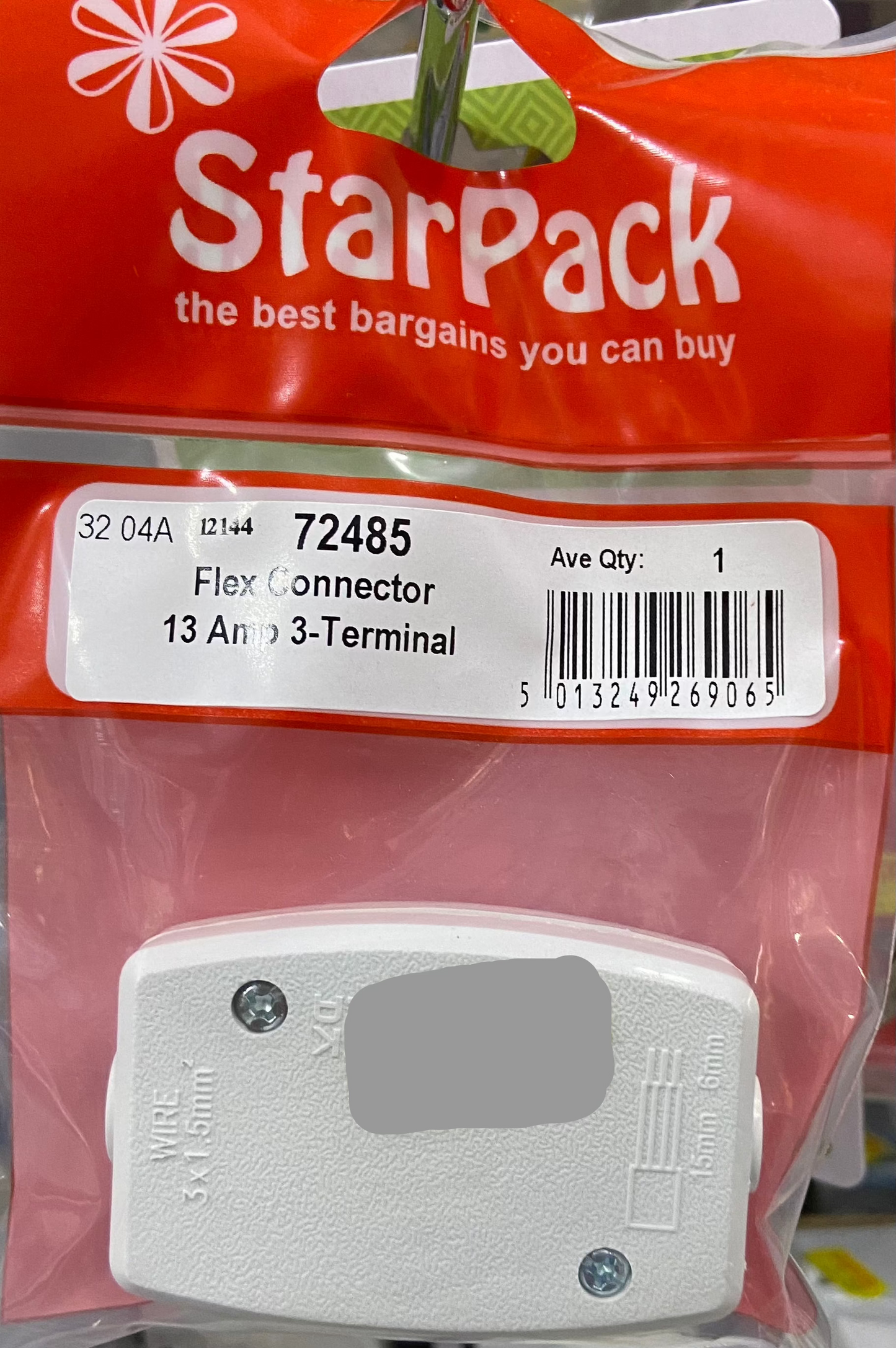 STARPACK FLEX CONNECTOR 13 AMP 3- TERMINAL