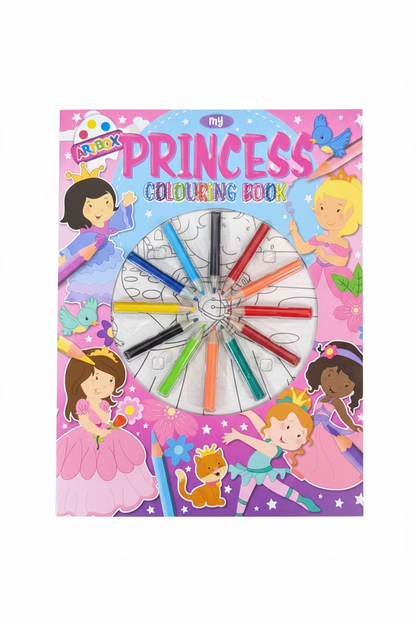 COLOURING BOOK WITH 12 PENCILS IN BLISTER DINO /PRINCESS