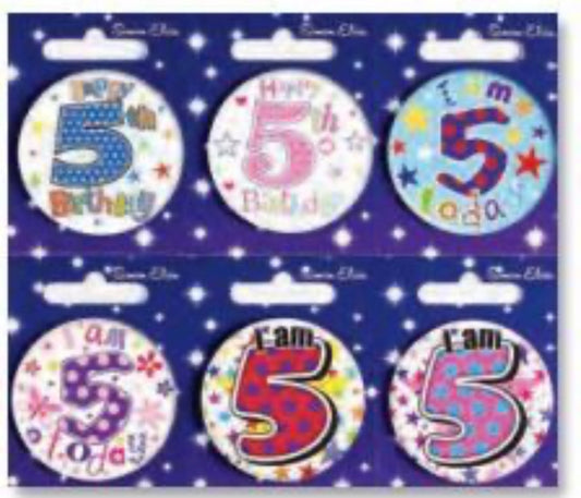 SIMON ELVIN AGE 5 SMALL BADGES ASSORTED DESIGNS