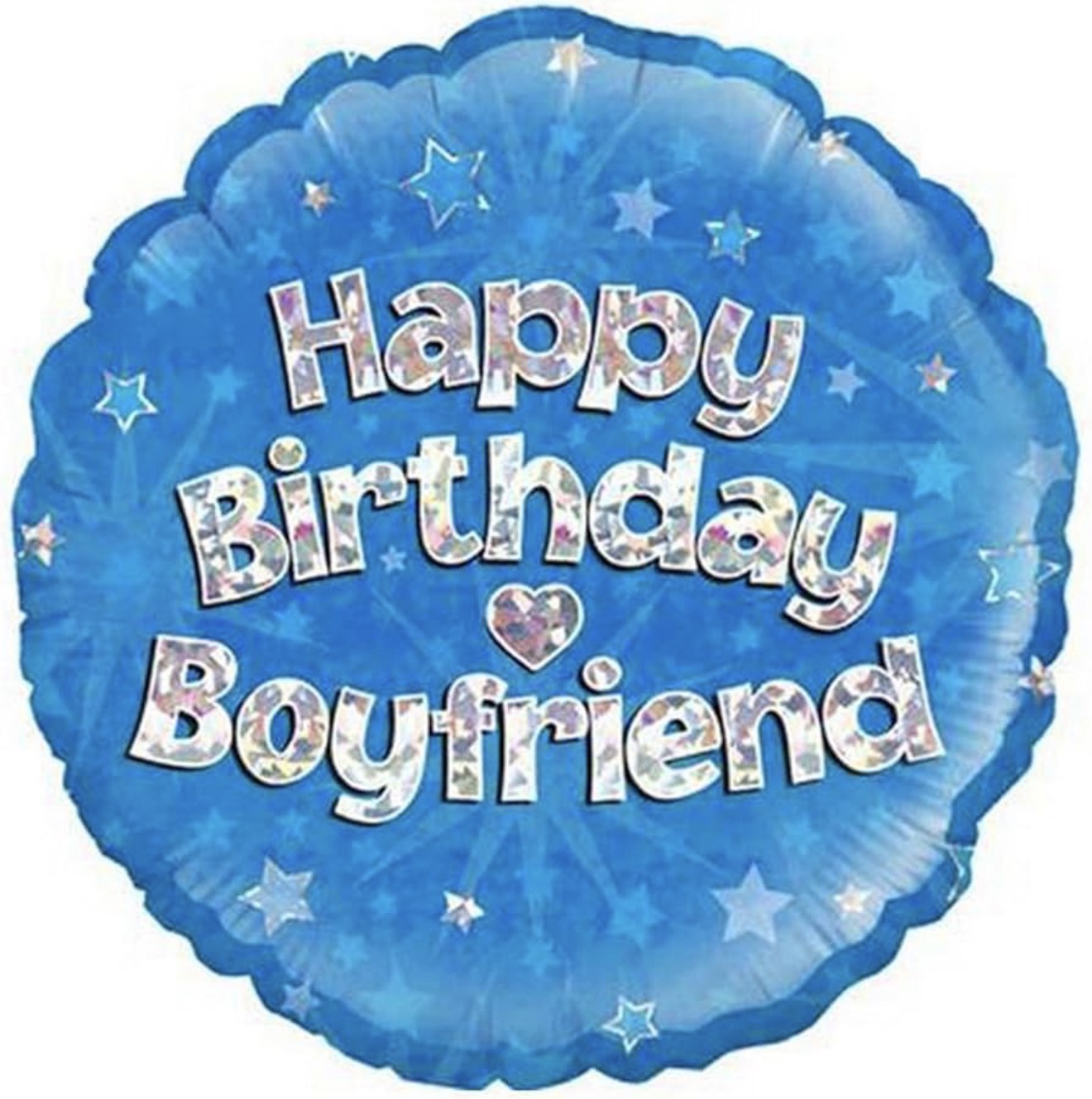 18in BOYFRIEND BIRTHDAY BLUE HOLOGRAPHIC FOIL BALLOON