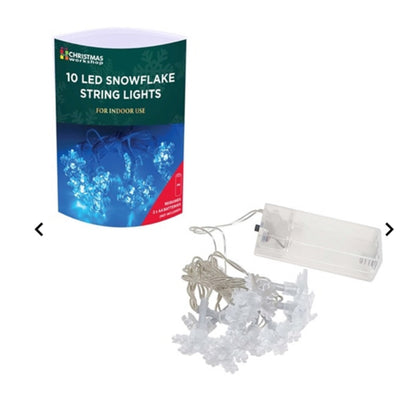 10 Blue Snowflake LED Battery Operated Lights