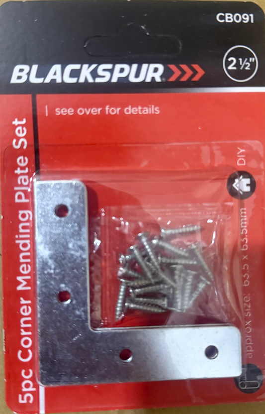 BLACKSPUR 5pc 2 1/2" CORNER MENDING PLATE SET