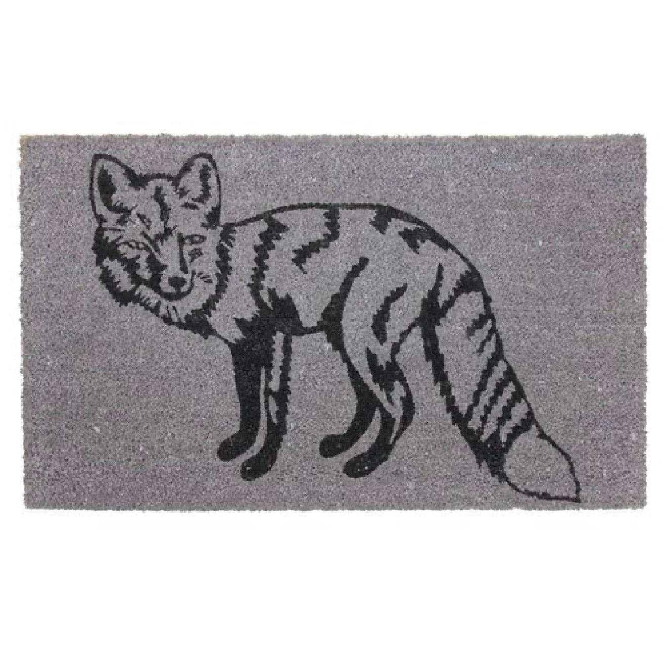 JVL Neutral Animal Themed Latex Backed Coir Entrance Door Mat, Fox Design