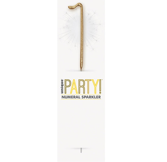 7in GLITZ NO 1 GOLD NUMERAL SPARKLER