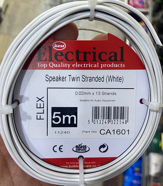 ELECTRICAL SPEAKER TWIN STRANDED (white) 0.02mmx13strands 5m