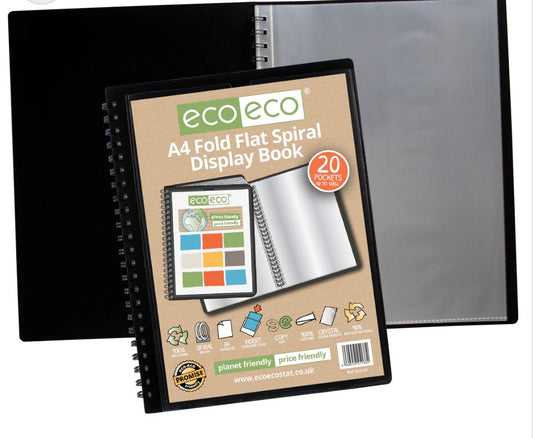 ECO ECO A4 FOLD FLAT SPIRAL DISPLAY BOOK 20pockets