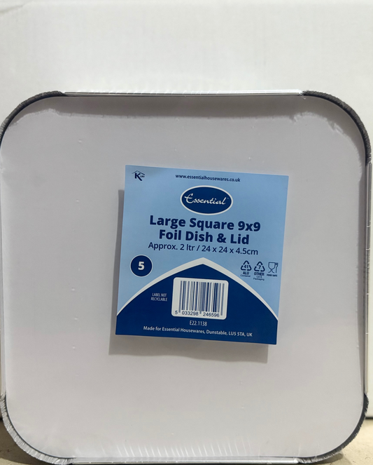 PLAT À BARBECUE CARRÉ ESSENTIEL 9x9 AVEC COUVERCLE 2 L, PAQUET DE 5