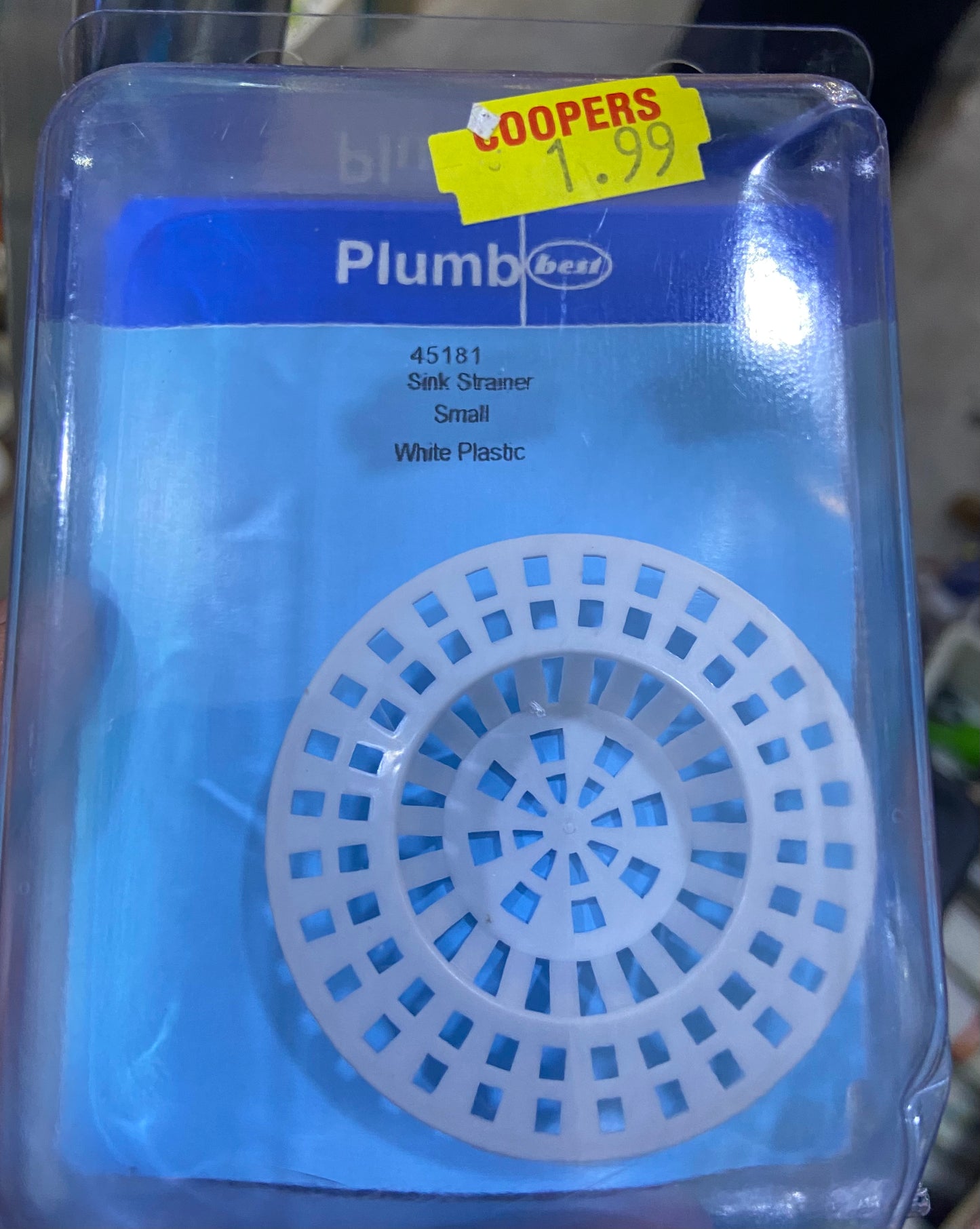 PLUMB SINK STRAINER SMALL WHITE PLASTIC