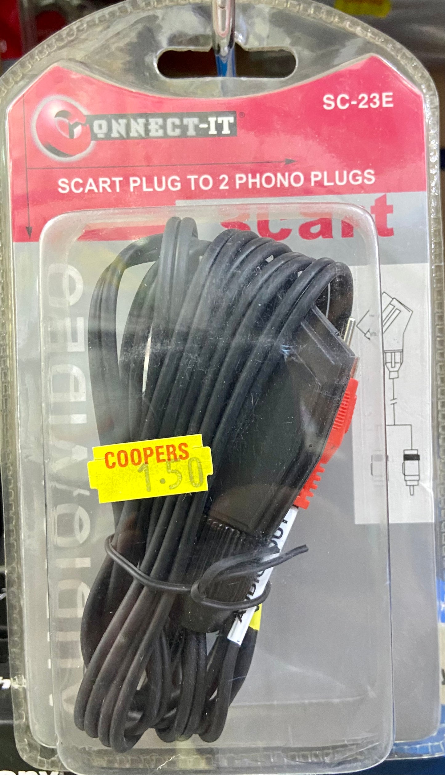 SCART PLUG TO 2 PHONO PLUGS 2m