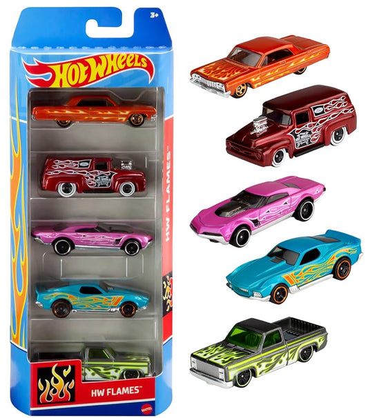 Hot Wheels 1:64 Scale Die-Cast Toy Cars, 5-Pack of Toy Race Cars, Hot Rods, Character Cars, or Rescue or Pick-Up Trucks Assorted styles