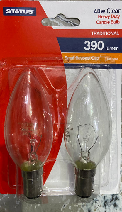 STATUT AMPOULE FLAMME CLAIRE 40W CULOT PETITE BAÏONNETTE SBC/B15d