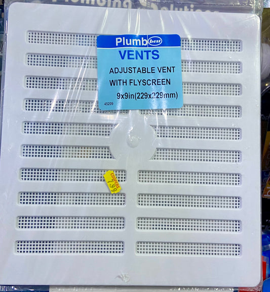GRILLE DE VENTILATION RÉGLABLE 229x229mm AVEC MOUSTIQUAIRE