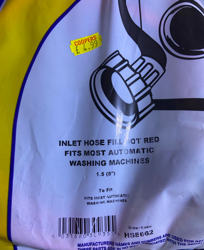 ELECTRUEPART APPLIANCE FILL HOSE  1.5 (5”) UNIVERSAL