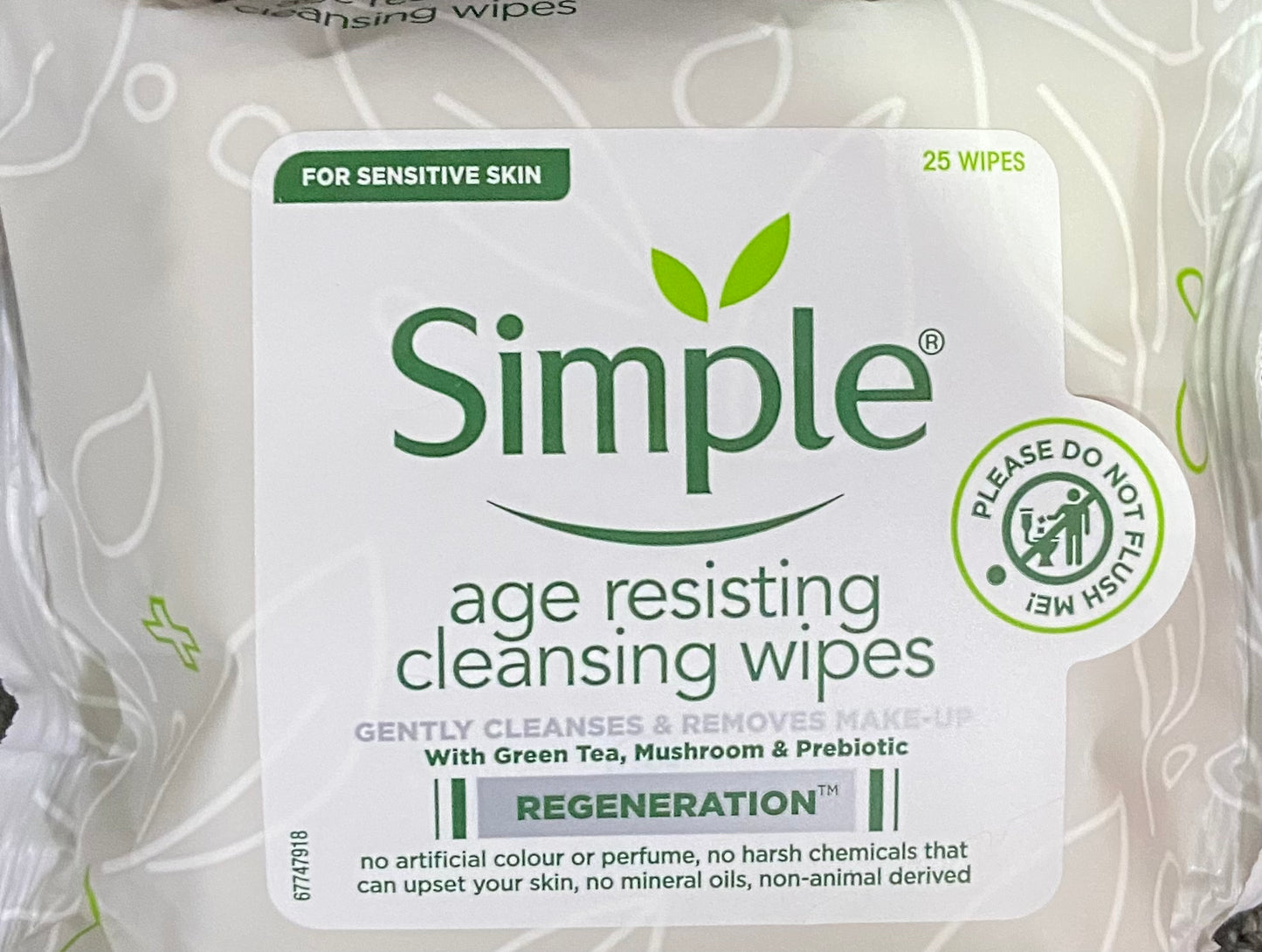 SIMPLE FACIAL WIPES AGE RESIS 25'S