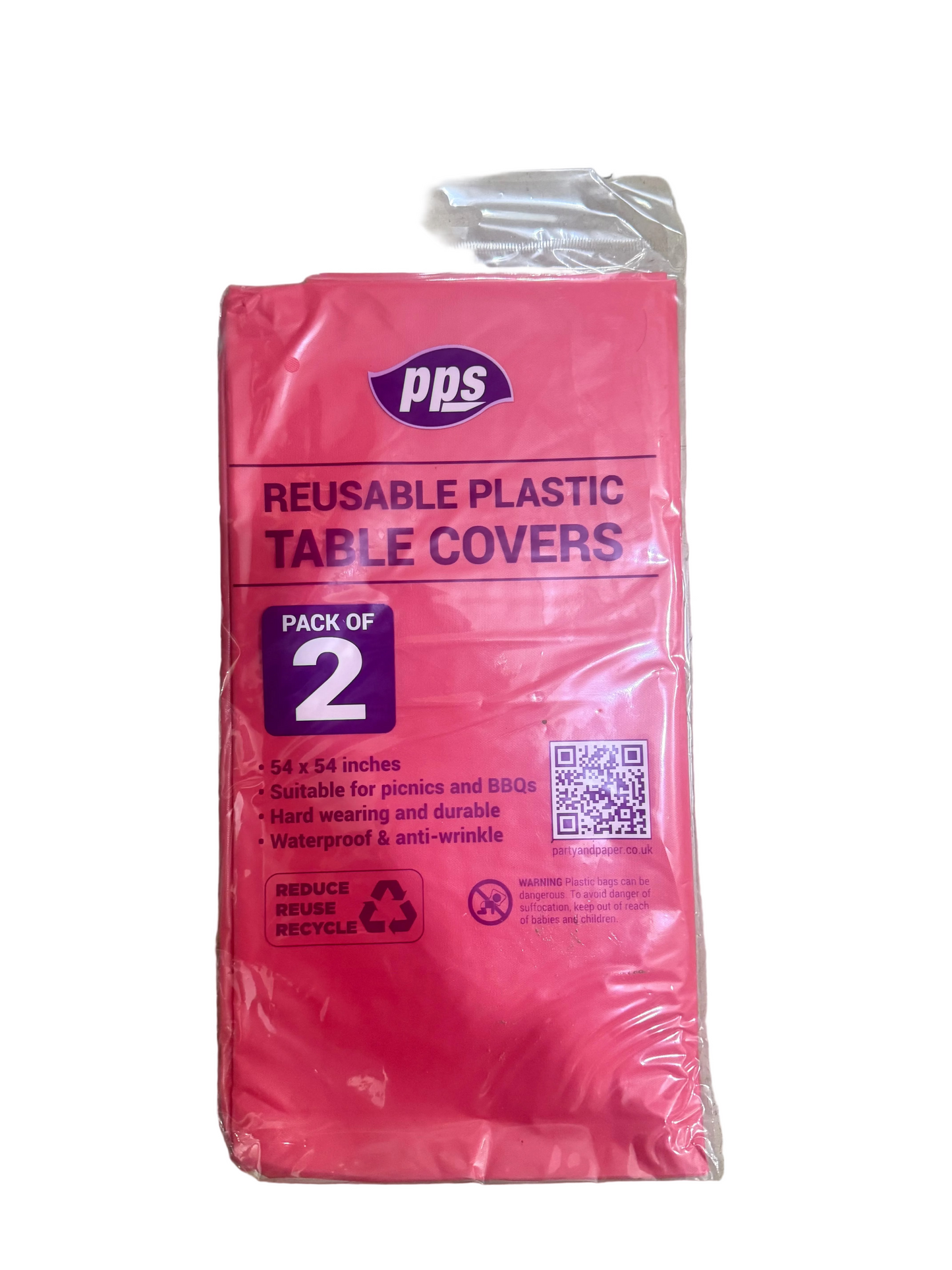 PPS REUSABLE PLASTIC TABLE COVER 2pck RED