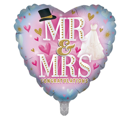 BALLON MÉTALLISÉ MR & MRS 18 POUCES
