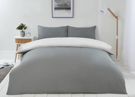 LYLA REVERSIBLE DUVET SET DOUBLE GREY/WHITE 200x200cm + 50x75cm
