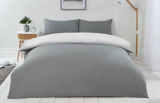 LYLA REVERSIBLE DUVET SET KING GREY/WHITE 230x220cm + 2pc 50x75cm